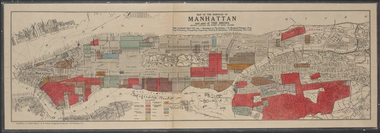 Map of the borough of Manhattan and part of the Bronx showing location and extent of racial colonies