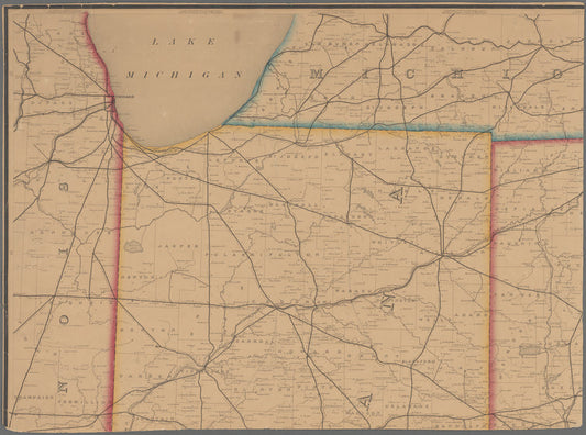 Post route map of the states of Ohio and Indiana : with adjacent parts of Pennsylvania, Michigan, Illinois, Kentucky and West Virginia