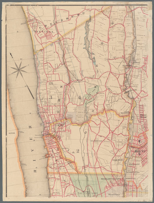 Map of upper New York City and adjacent country: showing the city above 125th street : the city of Yonkers and townships of East Chester, West Chester, Pelham and New Rochelle, and a portion of Mamaroneck